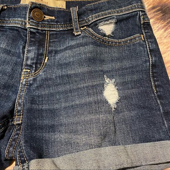 Hollister Longest Length Midi Jean Shorts Women's Size 00 / 26 In. Waist - Picture 4 of 6